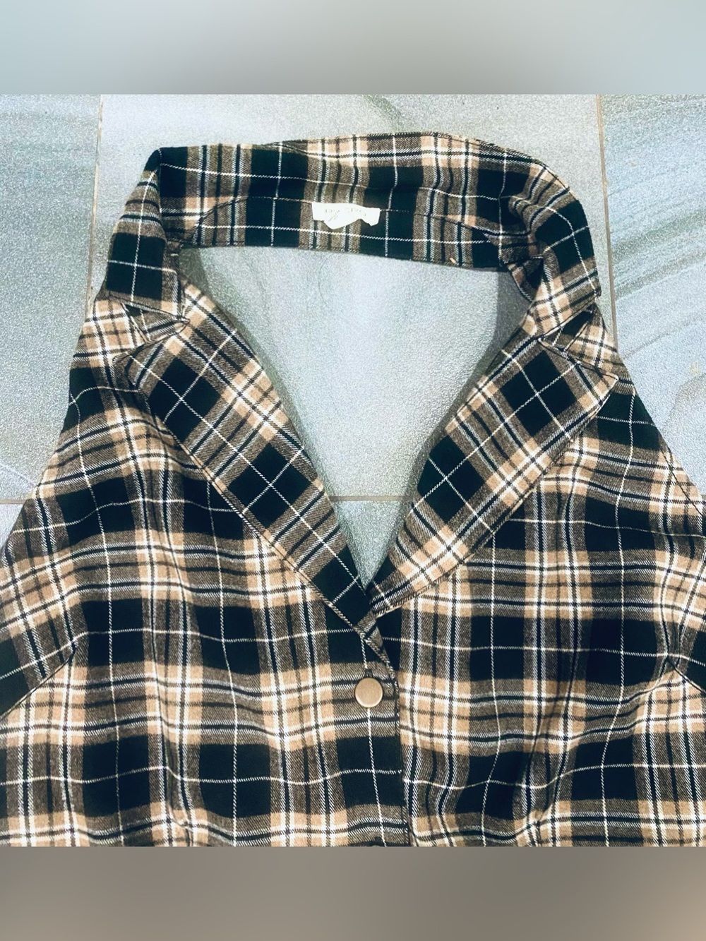 Pilcro Anthropologie 2 Piece Set Halter Backless Top Plaid Mini Skirt Sz L NWOT - Picture 6 of 9